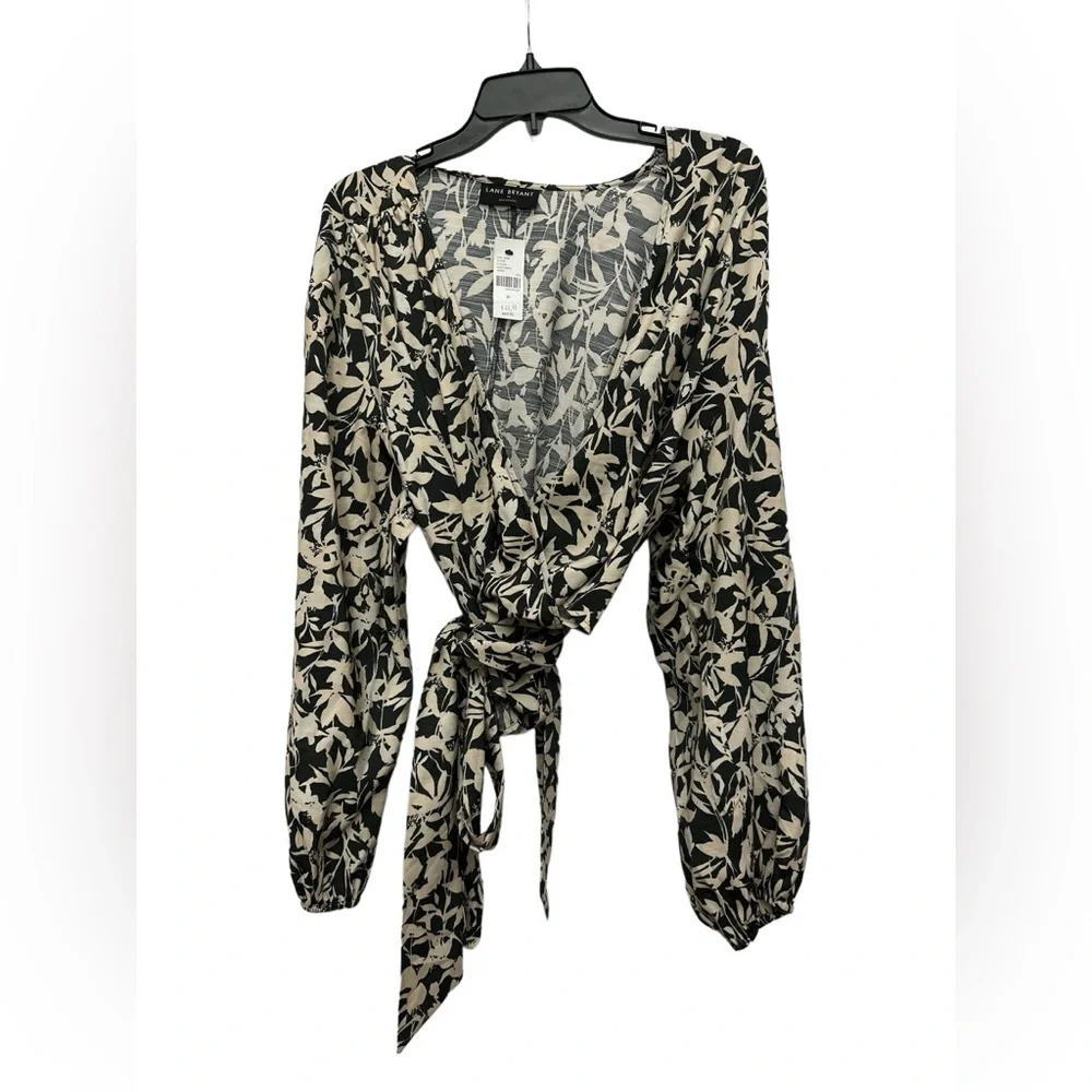 Lane Bryant Classic Crop Long Sleeve Full Wrap Top In Dark Floral Size 20 NWT